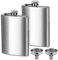 2 Stück Flachmann, Flachmann Edelstahl mit Trichter, Flachmann Edelstahl 304 8 Oz mit Trichter, Hip Flask-Stilvoll und Tragbares Flaschen-Set für Männer und Frauen (Silber)