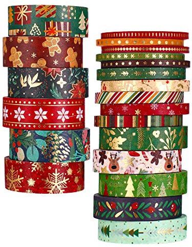 Outus 21 Rolls Christmas Gold Foil Holiday Washi Tape Decorative, Vintage
