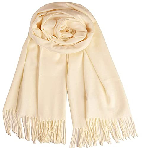 YELYAN Damen Kaschmir Schal Winter Feinstrick Halstücher Stolen Umschlagtücher Schal Warmes Halstuch White