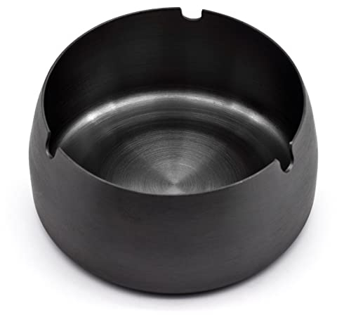 Skyzone posacenere da Tavolo in Acciaio Inox posacenere da Tavolo, posacenere Rotondi per Sigarette Neri per Esterni, casa, Ufficio, Ristorante, Feste, Bar (Diametro 10 cm)