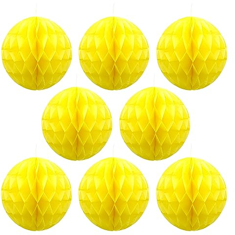 Ruidee 8 bolas de papel de panal de abeja, bolas de papel de seda, decoración de fondo de fiesta para bodas, fiestas de cumpleaños, baby showers (8 pulgadas/amarillo)