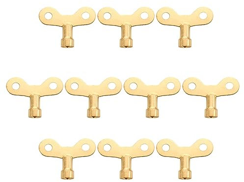 Pokinge Lot de 10 clés carrées en laiton pour robinet d'eau - Trou de 6 mm - Multifonctions - En laiton massif - Pour radiateur, plomberie - Accessoires de robinet d'eau