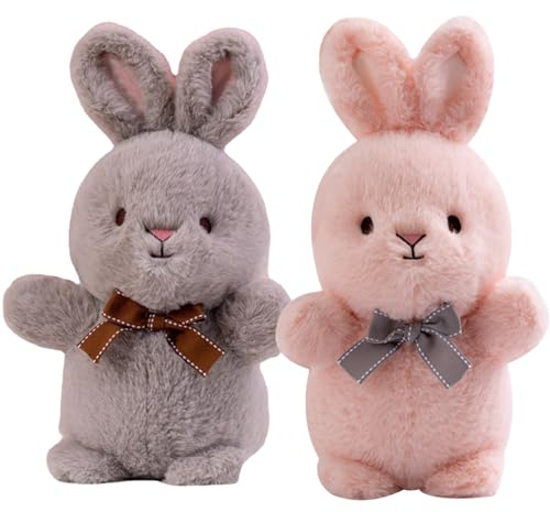 YouYuer 2PCS Peluche Lapin,Lapin de Paques,Animal en Peluche Lapin de Pâques,Doudou Lapin,Jouet Lapin en Peluche pour Enfants Filles
