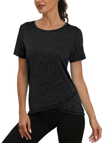 Jlowesun Damen Sport T-Shirt Kurzarm,Leichtes Atmungsaktiv Funktions Sportoberteil Damen Fitness,Rundhals Sport Top Damen Passend für Laufshirt YogaXXL