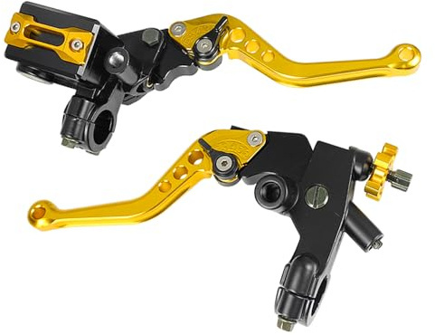 Mabutingti Upgrade 7/8 22mm Universale Pompa Cilindro Maestro Freno Leva frizione Sinistra Destra Set Compatibile con Polaris Yama-ha Suzuki Honda Kawa-saki Moto (Oro)