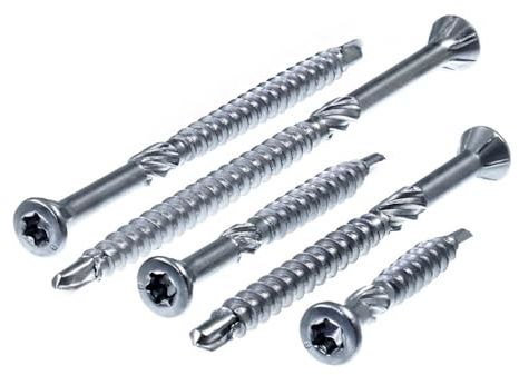 SECCARO Tornillo para madera con cabeza decorativa, 4 x 60 mm, acero inoxidable C1, punta de perforación y nervaduras para pelar, 100 unidades