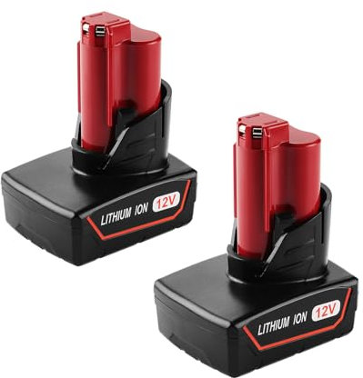 Energup 2X 12V 6.0Ah M12 Batterie de Rechange pour Milwaukee Batterie M12 48-11-2410 48-11-2411 48-11-2460 Compatible avec Milwaukee 12V Outils