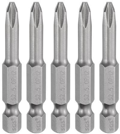 QUARKZMAN 5Pcs Embout de Tournevis Phillips #2 Ph2 1/4 Tige Hexagonale de 50mm en Acier S2 Magnétique pour Vis Cruciformes pour Perceuse Électrique Tête Croisée 5mm de Diamètre