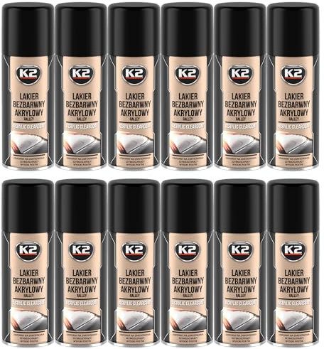 K2 Spray Laca Acrílica Transparente Barniz – Secado Rápido y Alta Resistencia – Acabado Brillante para Metal, Madera y Plástico – 400ml (12)