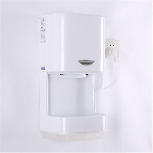Secador de Manos Eléctrico, Secador automático con sensor for baño, interruptor de aire caliente, instalación sin perforaciones, soplado, teléfono móvil, sensor de inducción inteligente(Bianco)