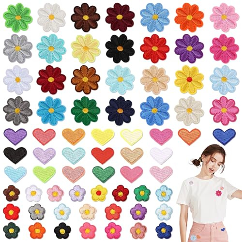 70 Pièces Patchs à Repasser, Patchs Fleur à Repasser, Ecussons à Repasser Ecussons Brodés à Repasser pour Textiles pour Vêtements Jeans Chapeaux Sacs à Dos
