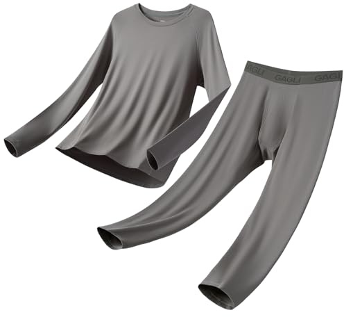 gagli Ropa interior térmica para hombre, forro polar suave, manga larga, pantalones largos, conjunto de capa base térmica, parte superior e inferior, secado rápido