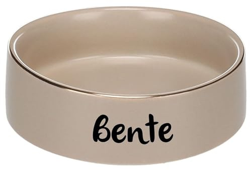 Personalizzabile Ciotola in ceramica per cibo e acqua, S,Beige–pesante e antiscivolo–lavabile in lavastoviglie–per cani di piccola taglia e gatti di piccola taglia–personalizzata con nome–Petslino