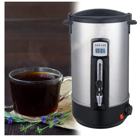 Máquina de Café Profesional 200 Tazas - Cafetera Eléctrica Automática 30L, 2500W - Termo de Agua Caliente con Control Temperatura Digital - Para Bares, Cafeterías, Oficinas - Acero Inoxidable 304