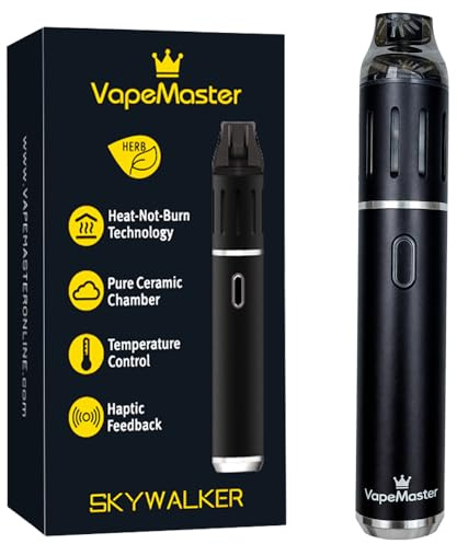 VapeMaster Skywalker Portable Herbal Vaporizer Dry Herb Vaporizer Pen - Temperature Control, Ceramic Chamber, Pure Clean Vapor - (Classic Black)