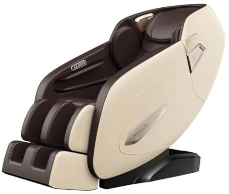 GOPLUS Silla Eléctrica de Masaje Cero Gravedad, Sillón Reclinable Shiatsu con Airbags, Rodillos y Calentamiento en Respaldo, Bluetooth, para Casa, Oficina, Spa y Salón de Belleza (Blanco y marrón)
