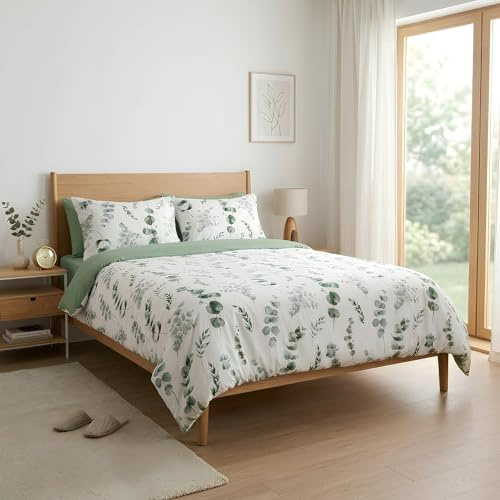Etrexonline Juego de Funda Nórdica 3 Piezas para Cama 180 – Funda Edredón 240x260 cm y 2 Fundas de Almohada 50x80 cm – Microfibra Suave y Transpirable - Eucalipto