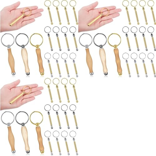 Tacdas Kit de 36 Llaveros para Torneado de Madera, Accesorios de Mandril para Torneado de Madera, para Regalos de Carpintería.