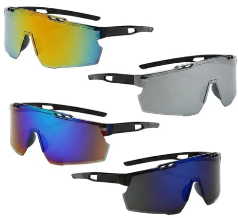 MAUDFEK 4 PCS Running Sunglasses, Cycling Sunglasses for Men Women, Lightweight Sports Sunglasses, Running Eyewear for Outdoor Activities