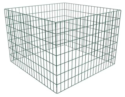 Compostador de jardín de metal recubierto de polvo con estructura sólida para hojas, malas hierbas y residuos de césped, práctico compostador con malla cuadrada
