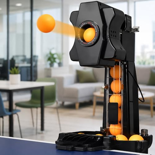 Clip-On Ping Pong Ball Launcher, 2 serveringshjul, automatisk bordtennisborrmaskin för övning, familjekul, inomhusrekreation