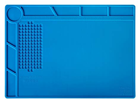 Kaisi S-130 Insulation Silicone Soldering Mat Repair Mat, Heat Resistant Silicone Work Mats 932°F with Scale Ruler and Screw Position for Soldering, CellPhone Electronics Repair, Size: 13.8 x 9.8 inch