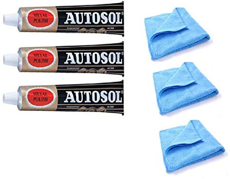 Solvol Autosol Tube de 3 x 75 ml et 3 chiffons en microfibre – Chrome Ali & Metal Polish