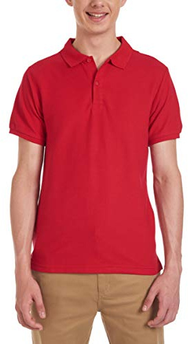 Chaps Young Mens Uniform Short Sleeve Stretch Pique Polo, Red, 40/41