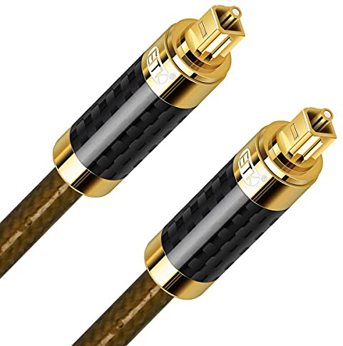 EMK - Cavo audio ottico, 3M, in fibra di carbonio, cavo audio digitale Toslink, connettori S/PDIF Toslink, compatibile con TV,Sound Bar, Home Theater, sistemi audio surround