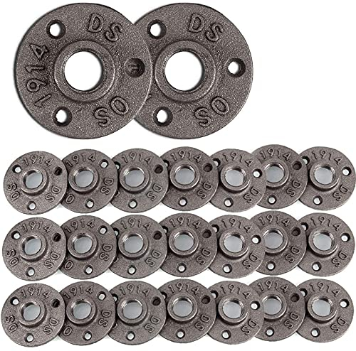 1/2 40 Pack Floor Flanges Threaded Decorative Plumbing Flange, Malleable Iron Flange Pipe Fittings for DIY Project/Vintage Furniture/Shelving Decoration