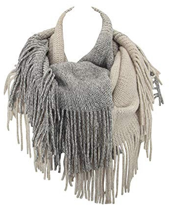 Contempo Lifestyles Women's Scarves - Knit Infinity with Fringe - Warm - Circle Loop - Lightweight - Soft Winter - Fashion Colorful Lumberjack, Gift for Her