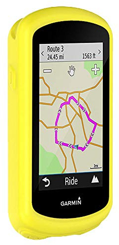 subtel - Coque de Protection Silicone Jaune pour GPS de vélo Garmin Edge 1030 / Edge 1030 Plus - Cover Bumper pour système de Navigation Qui Fonctionne avec Support vélo, Moto et Auto