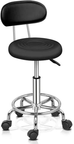 Bonnlo Adjustable Rolling Swivel Stool, Hydraulic Heavy Duty Drafting Chair Stool with Backrest, for Salon Office Therapist Beauty Spa Hairdressing Tattoo, 360-Degree Rolling Wheel, Black