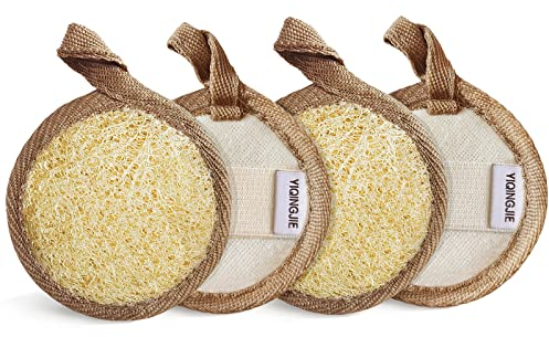 Cara exfoliante Loofah Pad Scrubber, suave y fácil de espuma facial Loofah esponja removedor de maquillaje（ 4 Pack）Clean poros y puntos negros esponja almohadilla, marrón