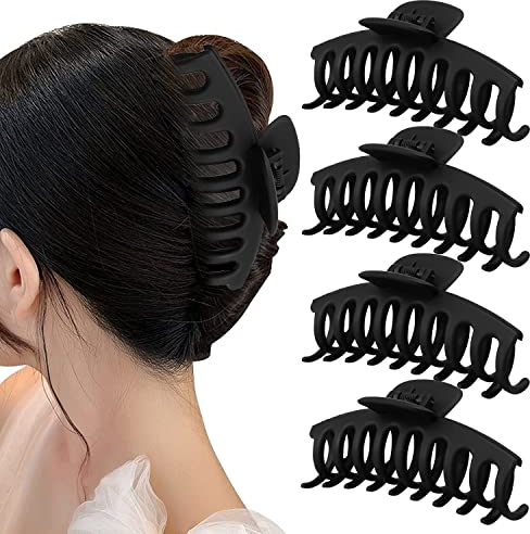 4 Stück Haargreifer, Haarspangen Damen, Große Haarklammer,haarklammer groß dickes haar, haarklammer schwarz für Rutschfestes Haarspange Haarstyling Zubehör, Für Frauen Und Mädchen
