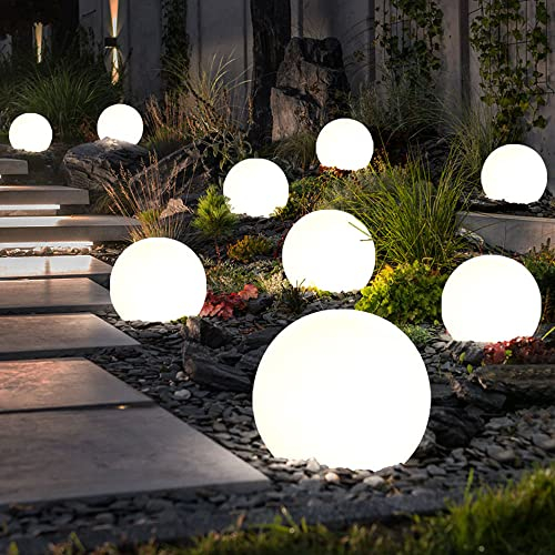 etc-shop Solarleuchte Kugel Garten LED Gartendeko Kugelleuchte Solar 10 cm Solarkugel für Außen klein, Leuchtdauer ca. 6-8 Stunden, H 38 cm, 9er Set