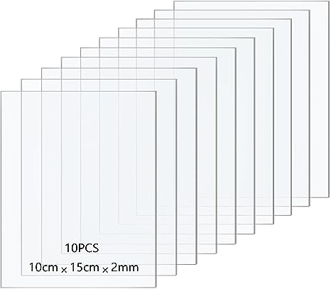 Taiyeestar Set di 10 lastre acriliche professionali di spessore 2 mm, ultra trasparenti, pannelli in acrilico per cornici fotografiche, esposizioni di progetti, pittura, espositore da tavolo (10 x 15