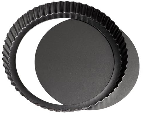 ZTVOWTO 28cm×3cm stampo crostata, teglia tonda per crostata, bordo ondulato antiaderente stampo per crostata morbida