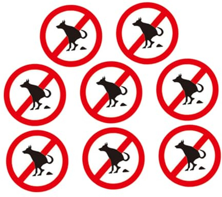 Gatuida Autocollants D'avertissement pour Pelouse Chien Interdiction Déjections 8pcs Rond Pvc Résistant Usage Extérieur Jardin