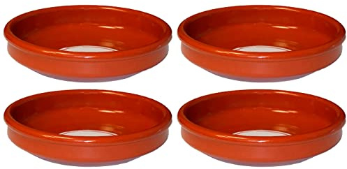 Acan Tradineur - Pack de 4 Cazuelas Redonda de Barro - Apta para vitro y Horno - Ideal para guisos y asados caseros - Ø 24 cm.