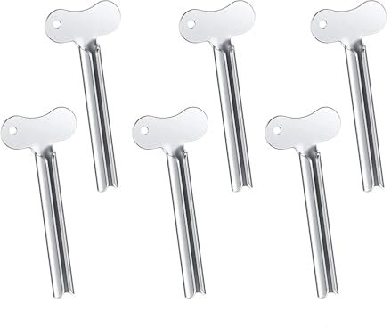 Zhenghebuy Toothpaste Squeezer,6 Pcs Metal Tube Squeezer,Stainless Steel Tube Roller,Metal Ointment Wringer Key for Creams,Paint,Ointment