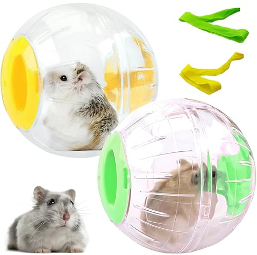 TAIZER 2pcs Hamster Exercice Ball Transparent Mignon Roue d’Exercice Plastique Courant Convient aux Petits Hamster (grüner)