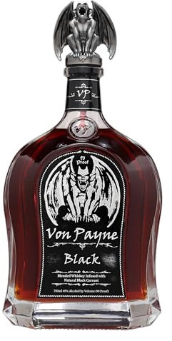 Von Payne Black Whisky | 70cl, 45% ABV / 90 Proof | Black Currant Infused Whisky from Florida