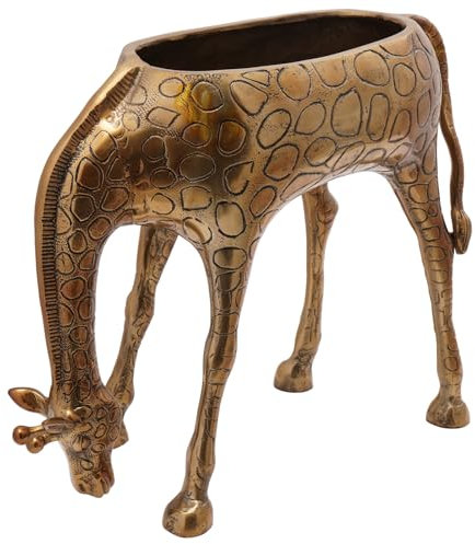 vidaXL Cubeta de Hielo Latón 49 x 22 x 39 cm Latón, Sala de Estar, Cubo de Hielo Decorativo, Divertido Soporte de Jirafa, contenedor Moderno de latón