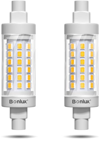 Bonlux Lampadine R7s LED 78mm 8W, Bianco Caldo 3000K, Equivalente 80W Lampada R7s Alogena Lineare J78, Dimmerabile, AC220-240V, Angolo di Fascio di 360°, 2 Pezzi