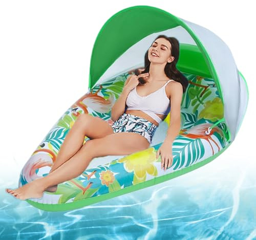 Pool Floats Lounger Adult, Pool Inflatables, PoolFloat Lounge With Canopy, Raft Floaties, Water Floating Recliner Chair, Swimming Floaty, Lounger Raft Floating Chair, Extra Large Inflatable PoolFloats