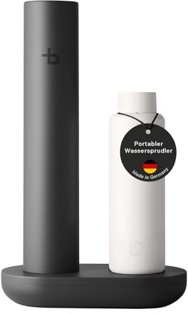 bottleplus 100% Plastikfreier Wassersprudler To Go - bis zu 6L Sprudelwasser Unterwegs - Spark Set Sprudler Auffüllstation + 600ml Metalflasche Carbonator - CO2 Zylinder nicht Inkl