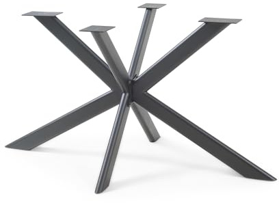 [en.casa] Telaio a Forma di Ragno per Mobili 'Fai da Te' in Acciaio Struttura a 4 Gambe Incrociate Base per Tavolo da Pranzo Scrivania DIY con Profili Ovali Piatti 140 x 78 x 71,5 cm - Nero