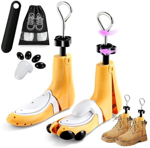 Osgusila Shoe Stretcher Women Men, Boot Stretcher Men, Shoe Tree Adjustable Width Length for Wide Feet (Yellow S (for Uk Size 4-8) 2 Pcs)
