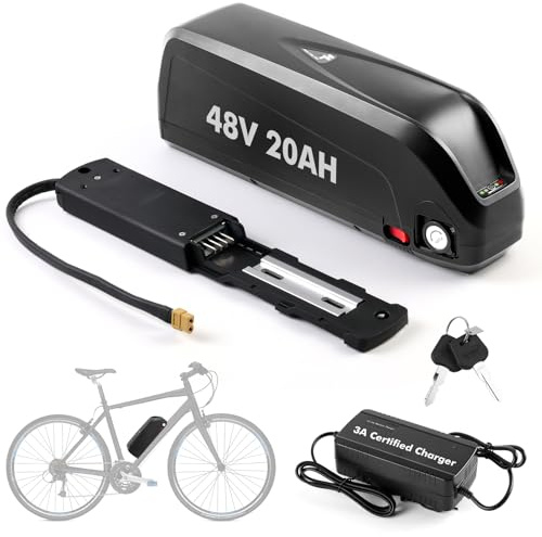 48V 20Ah Elcykelbatteri Med 3A Laddare, G80 4‑Polig Fotplatta För 250W‑1500W Motor, Hailong Underrör Litiumjonbatteri